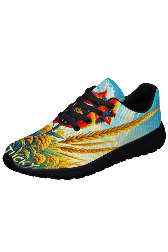 Kentucky Stte Bird and Flower Cardinal and Goldenrod Flower Shoes Sneakers Black Size 6