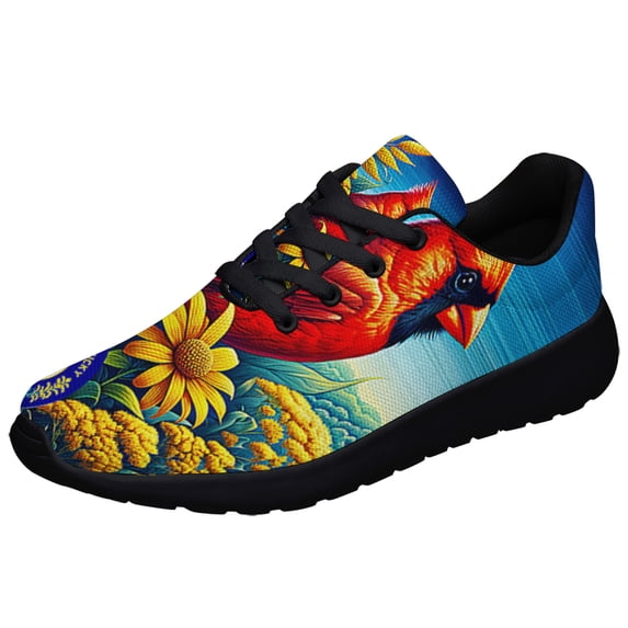 Kentucky Stte Cardinal and Goldenrod Flower Shoes Sneakers Black Size 5