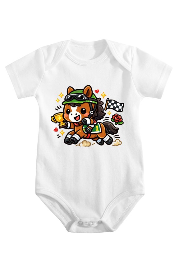 Kentucky Thoroughbred Derby Racing Baby Bodysuit, 100% Cotton Short Sleeve Snap Romper, 0-12 Months