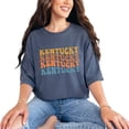 thumbnail image 1 of Kentucky, US State Themed, Groovy Retro Wavy Text, Denim Comfort Colors T-Shirt, XL, 1 of 1