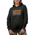 thumbnail image 1 of Kentucky, US State Themed, Groovy Retro Wavy Text Merch Gift, Black Hooded Sweatshirt or Hoodie, Small, 1 of 5