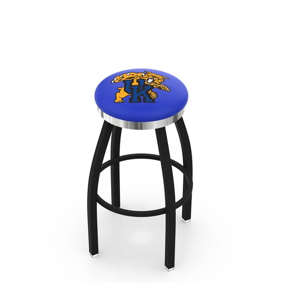 Kentucky Wildcats 30" Black Wrinkle Swivel Bar Stool with Chrome Accent Ring