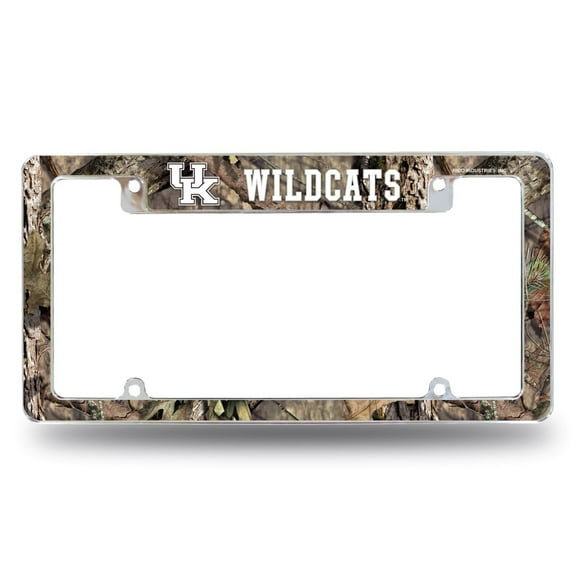 Kentucky Wildcat's Chrome Metal License Plate Frame Camouflaged Camo Design