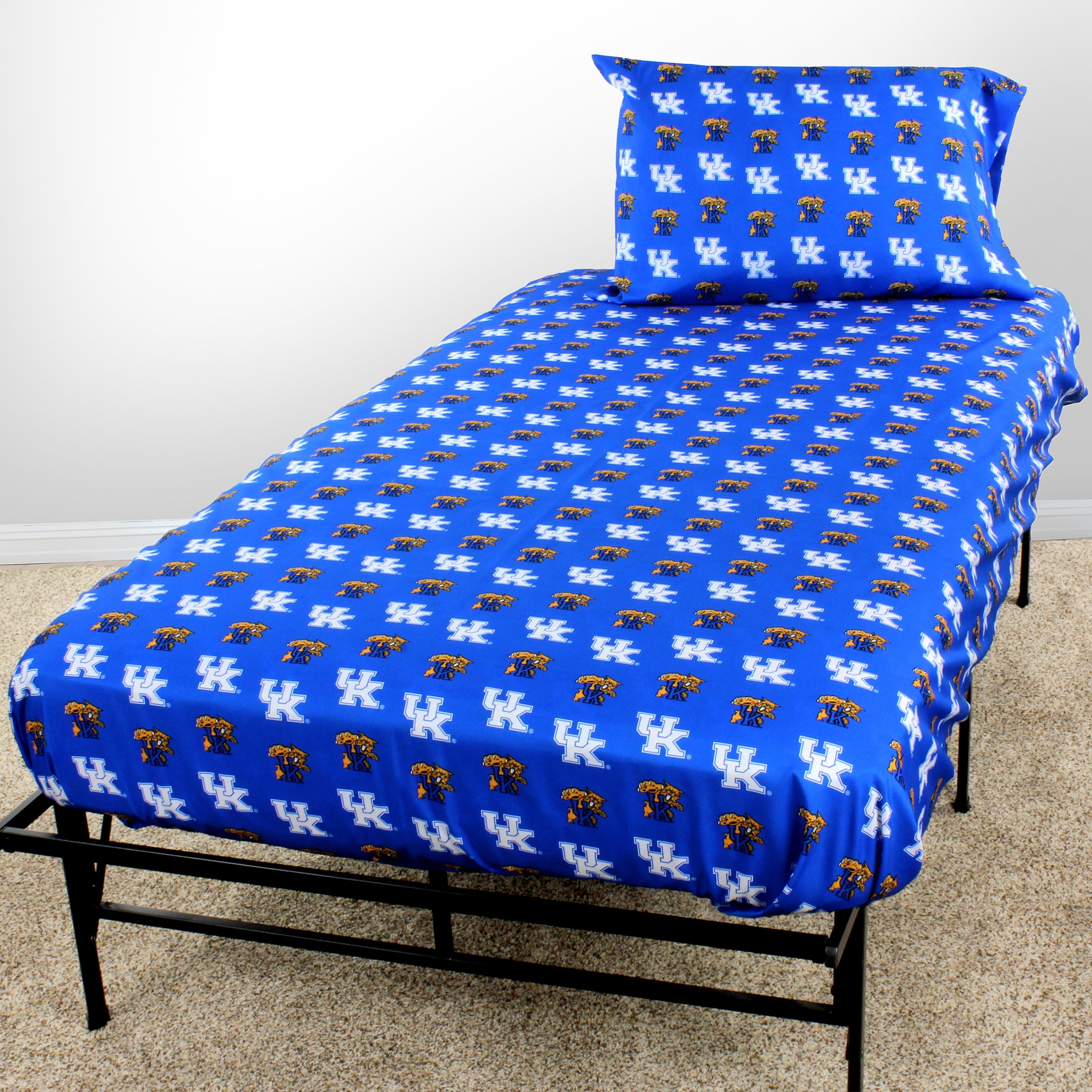 Kentucky Wildcats 100% cotton, 3 piece sheet set - flat sheet, fitted sheet, 1 pillow case, Twin XL, Team Colors