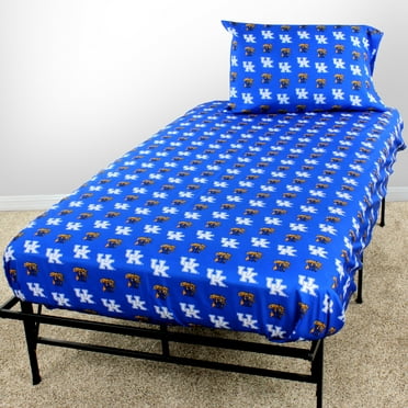 Kentucky Wildcats 100% cotton, 4 piece sheet set - flat sheet, fitted sheet, 2 pillow cases, Queen, Team Colors