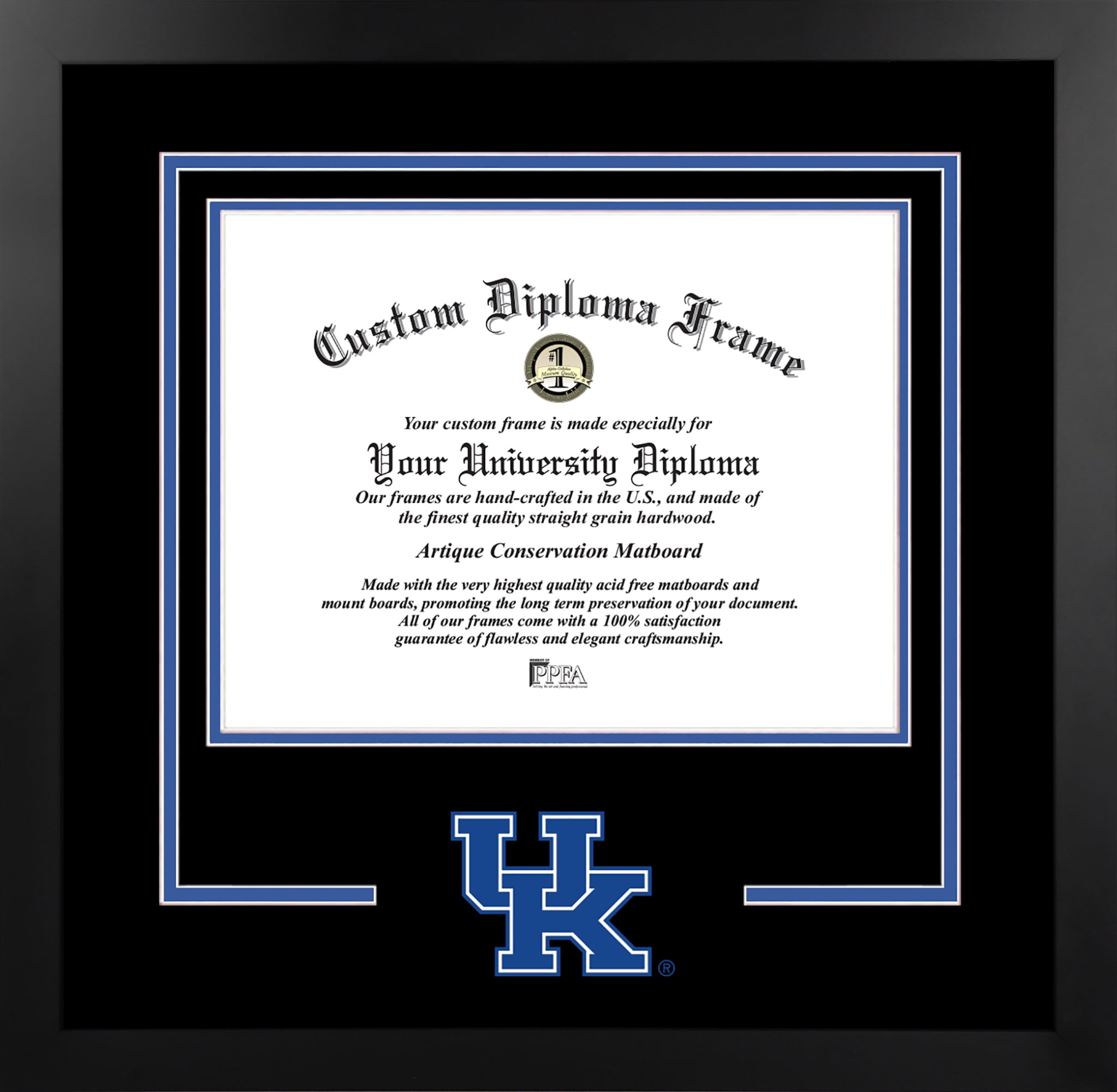 Kentucky Wildcats 11w x 8.5h Spirit Diploma Manhattan Black Frame with Bonus Campus Images Lithograph (value savings $59)