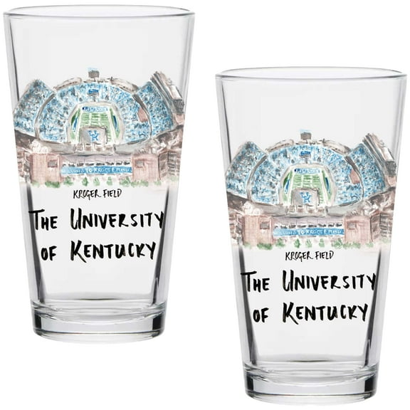 Kentucky Wildcats Laura Wilcox Watercolors 16oz Pint Glass 2-Pack