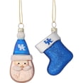 thumbnail image 1 of Kentucky Wildcats Two-Pack Santa & Stocking Blown Glass Ornament Set, 1 of 1