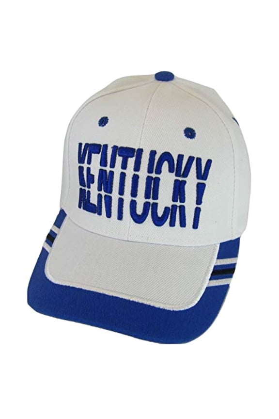 Kentucky Window Shade Font Men's Adjustable Baseball Cap (White/Royal)