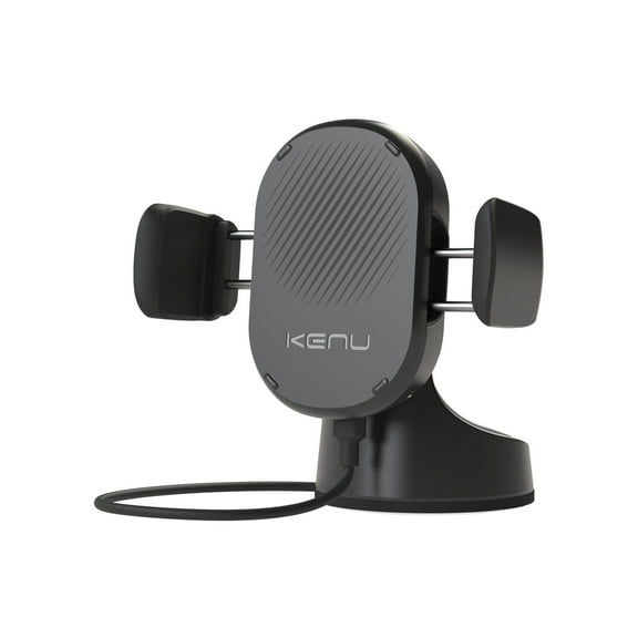 Kenu Airbase Fast-Charging Suction Car Mount, Qi- Black