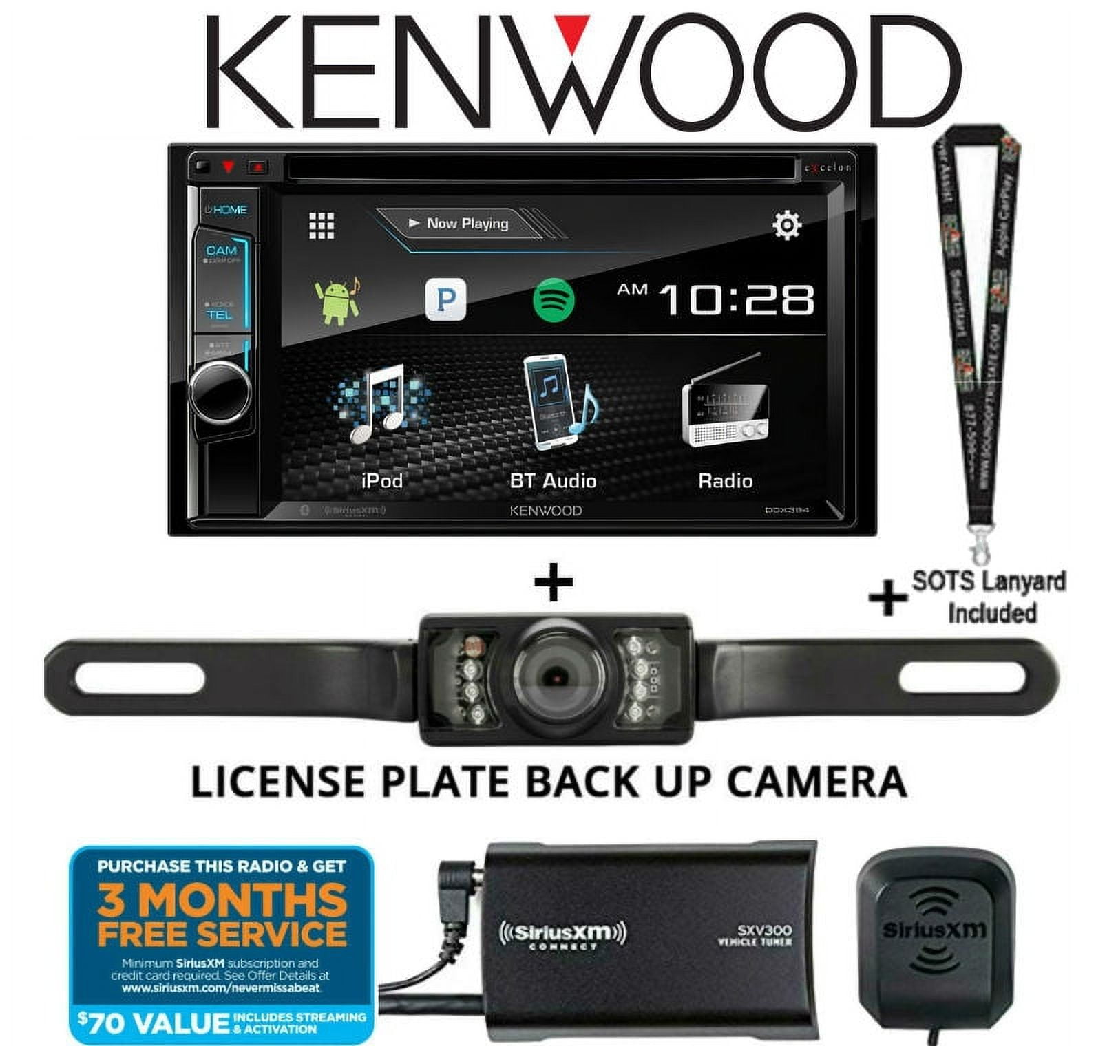 Kenwood DDX395 6.2" DVD Receiver w/ SiriusXM Tuner and Antenna and