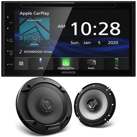 Kenwood DDX5707S 6.75" Double-DIN CD/DVD Touchscreen Multimedia Receiver + 6.5" Coaxial Car Speakers