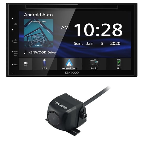 Kenwood DDX5707S MultiMedia Receiver Compatible With Apple CarPlay & Android Auto with a Kenwood CMOS-230 Rearview Camera with Universal Mounting Hardware