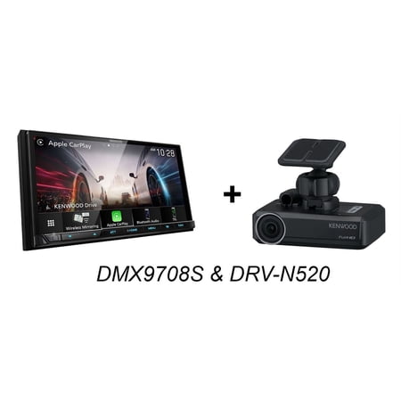 Kenwood DMX9708S In Dash Car Receiver 6.95" Touch Screen CarPlay Android Auto & DRV-N520 Dash Cam Combo