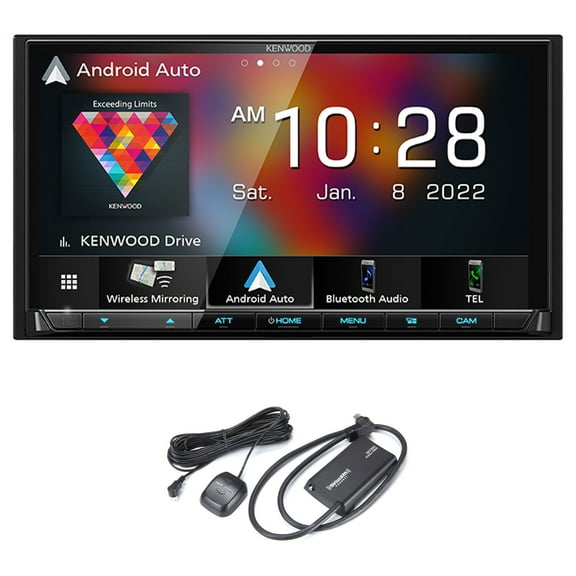 Kenwood DMX9708S MultiMedia Receiver (No CD) Compatible With Apple CarPlay & Android Auto with a SXV300v1 Connect Vehicle Tuner Kit for Satellite Radio