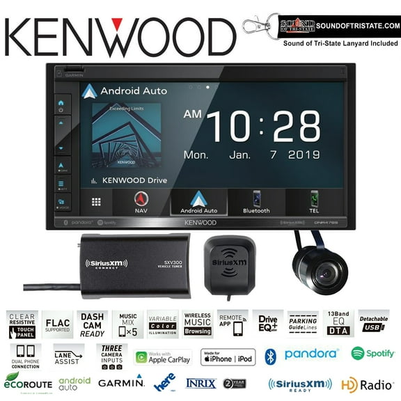 Kenwood DNR476S Navigation Receiver SiriusXM Tuner & Bullet Style Backup Camera
