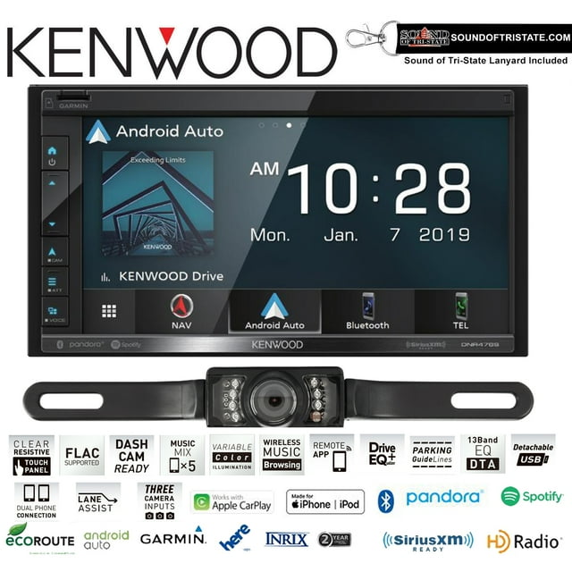 Kenwood DNR476S Navigation Receiver with License Plate Style Backup Camera