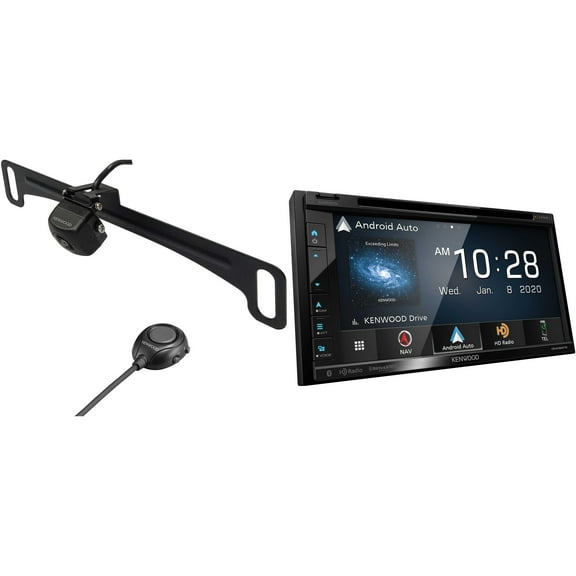 Kenwood DNX697S Navigation Receiver with CMOS-320LP Multi-Angle Rear View Camera with License Plate Mounting