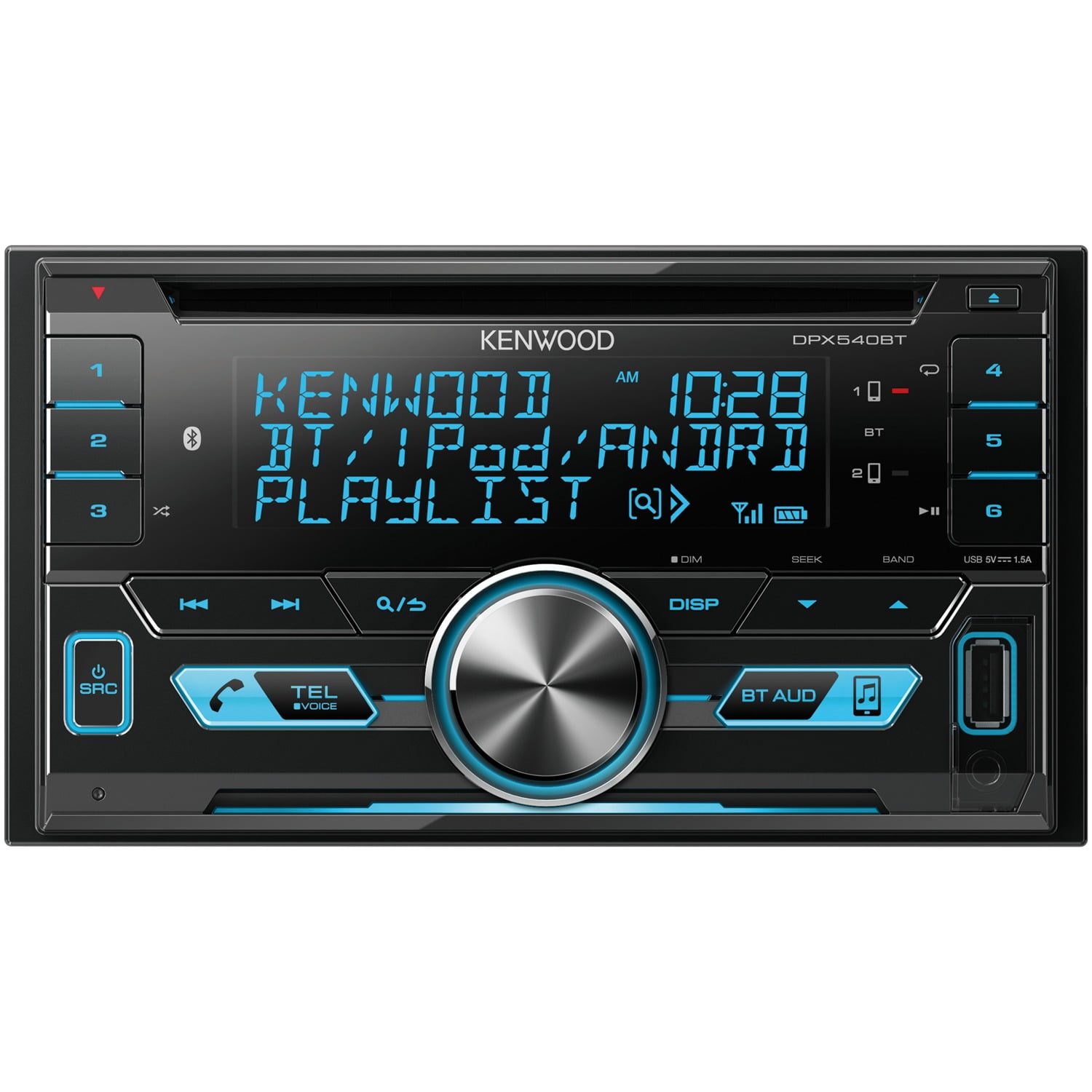Kenwood DPX540BT Bluetooth Double-Din In-Dash AM/FM Media Receiver with USB and Aux Inputs