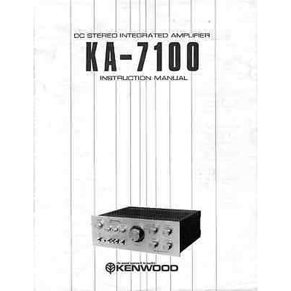 Instruction Manual ONLY for Kenwood KA-7100 Amplifier Owners Instruction Manual REPRINT