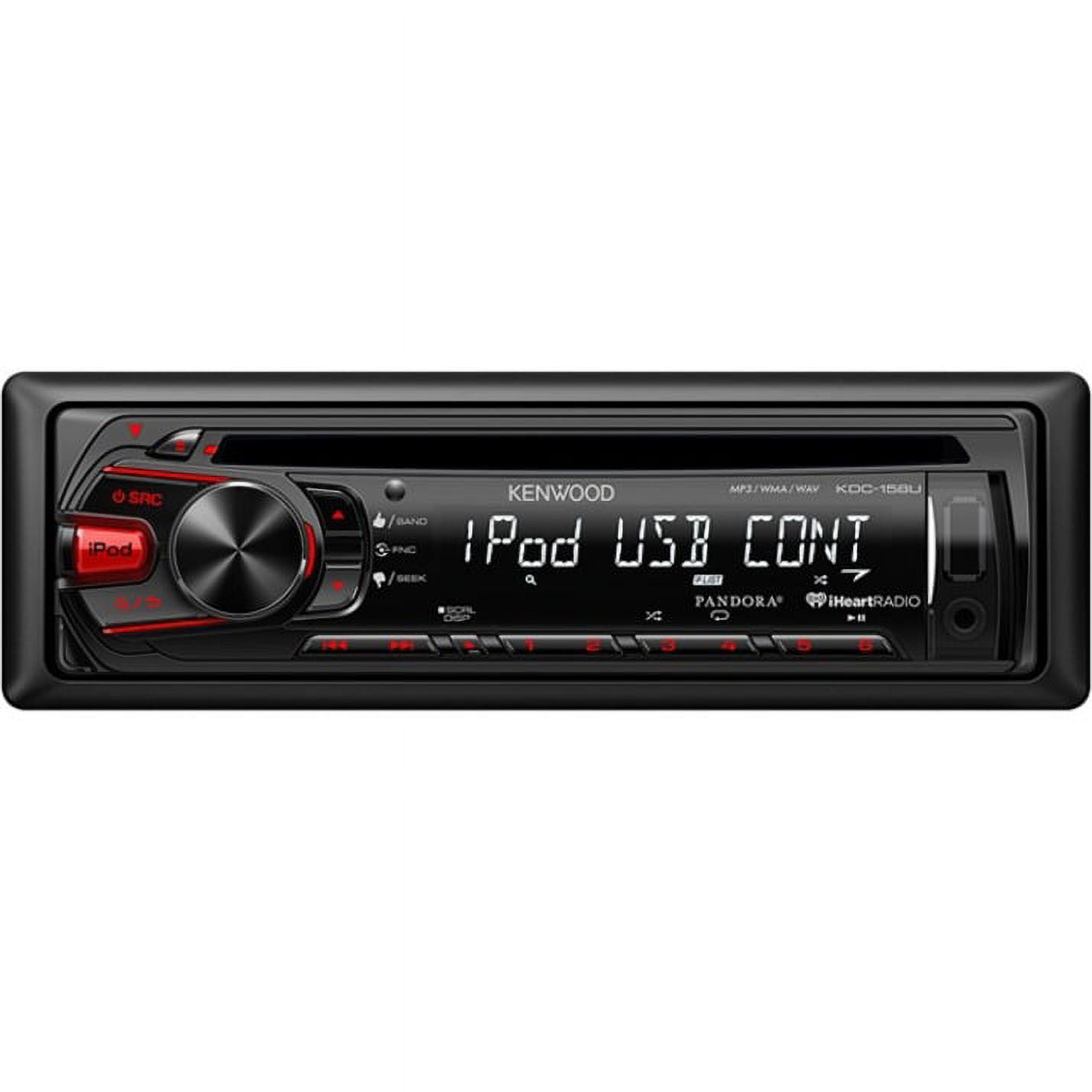 Kenwood KDC-158U Car CD/MP3 Player, 88 W RMS, iPod/iPhone Compatible,  Single DIN - Walmart.com, image size:1430x1430