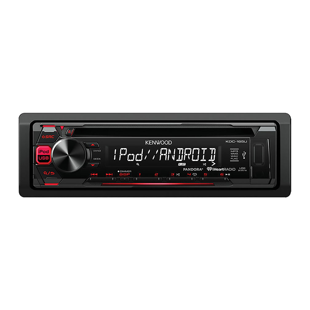 Kenwood KDC-165U Single-DIN In-Dash CD Receiver with Front USB and Auxiliary Inputs - image 1 of 3