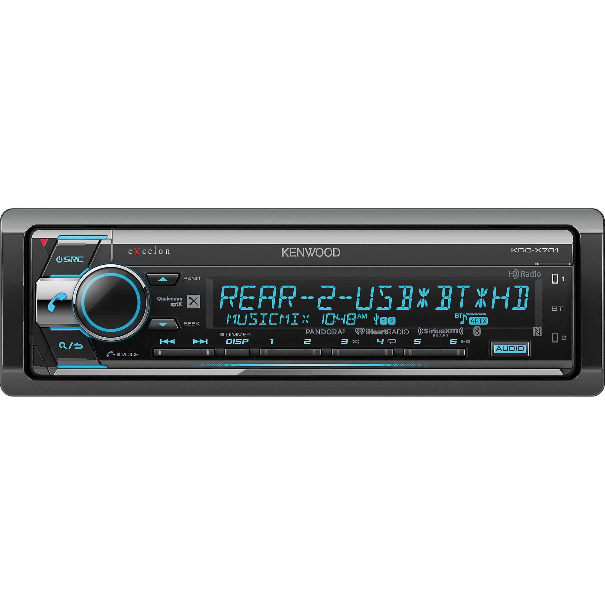 Kenwood KDCX701 Bluetooth HD radio Dual rear USB single DIN CD