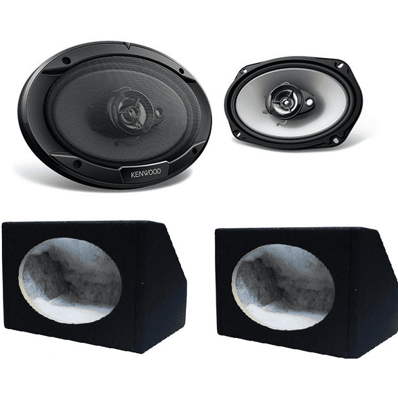 Kenwood KFC-6966S 800W Max (90W RMS) 6" x 9" 3-Way Coaxial Car Speakers - Pair + 2 6X9" Absolute Speaker Boxes