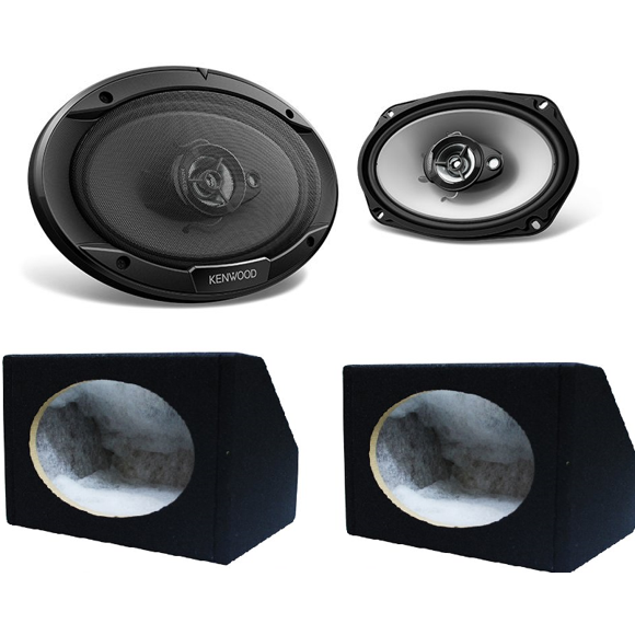 Kenwood KFC-6966S 800W 6" x 9" 3-Way Coaxial Car Speakers + 2 6X9" Speaker Boxes
