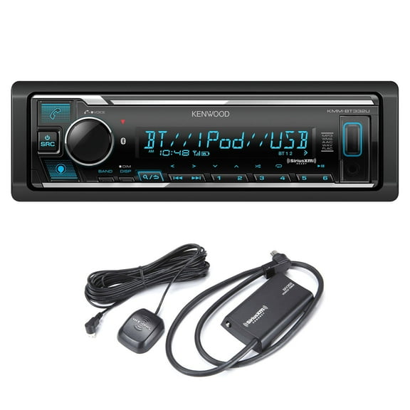 Kenwood KMM-BT332U Bluetooth USB Media Receiver with Alexa, Single DIN, Sirius XM Tuner Kit