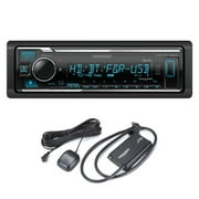 Kenwood KMM-BT732HD Bluetooth HD radio Ft & Rear USB DIN Media Receiver No CD with a Sirius XM SXV300v1 Connect Vehicle Tuner Kit for Satellite Radio