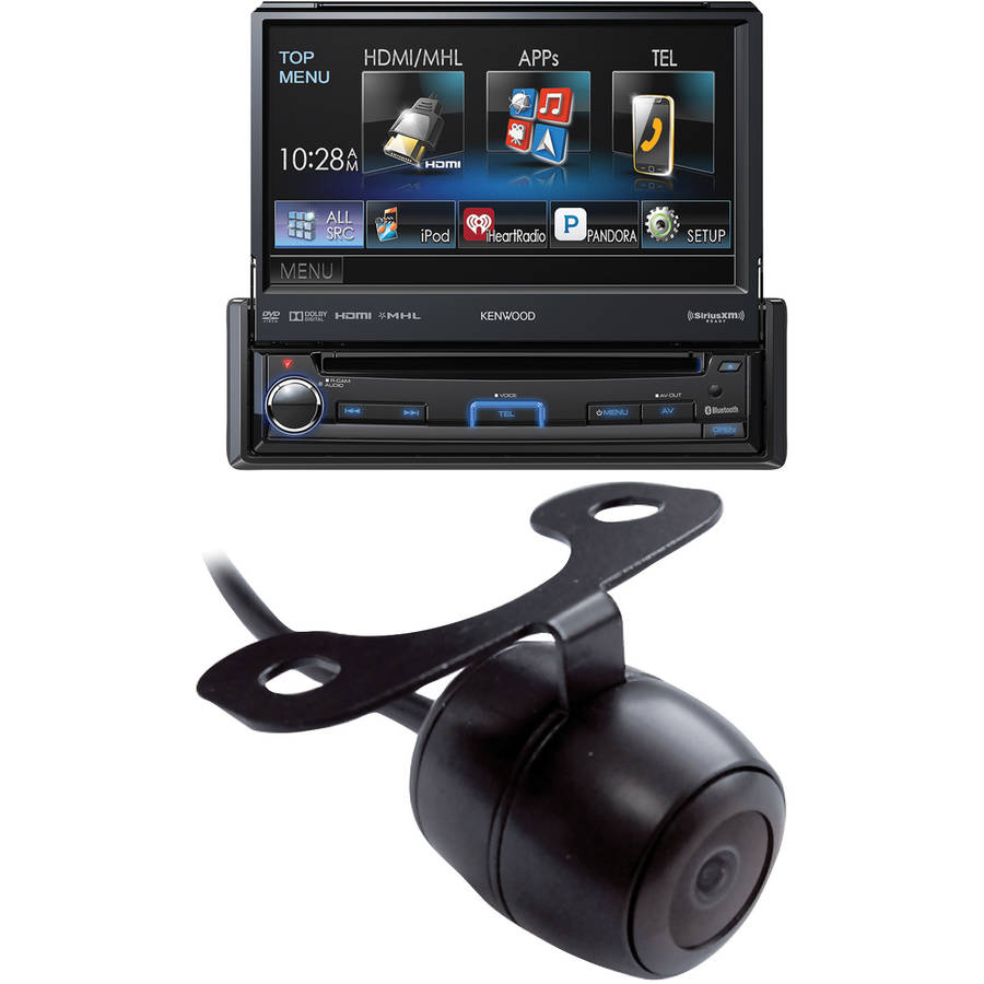Kenwood KVT-7012BT 6.95" Single-DIN In-Dash Motorized LCD Touchscreen DVD Receiver and Pyle PLCM38FRV Front/Backup Camera - image 1 of 1