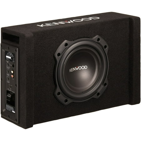 Kenwood - 8" Single-Voice-Coil Loaded Subwoofer Enclosure with Integrated Amp - Black