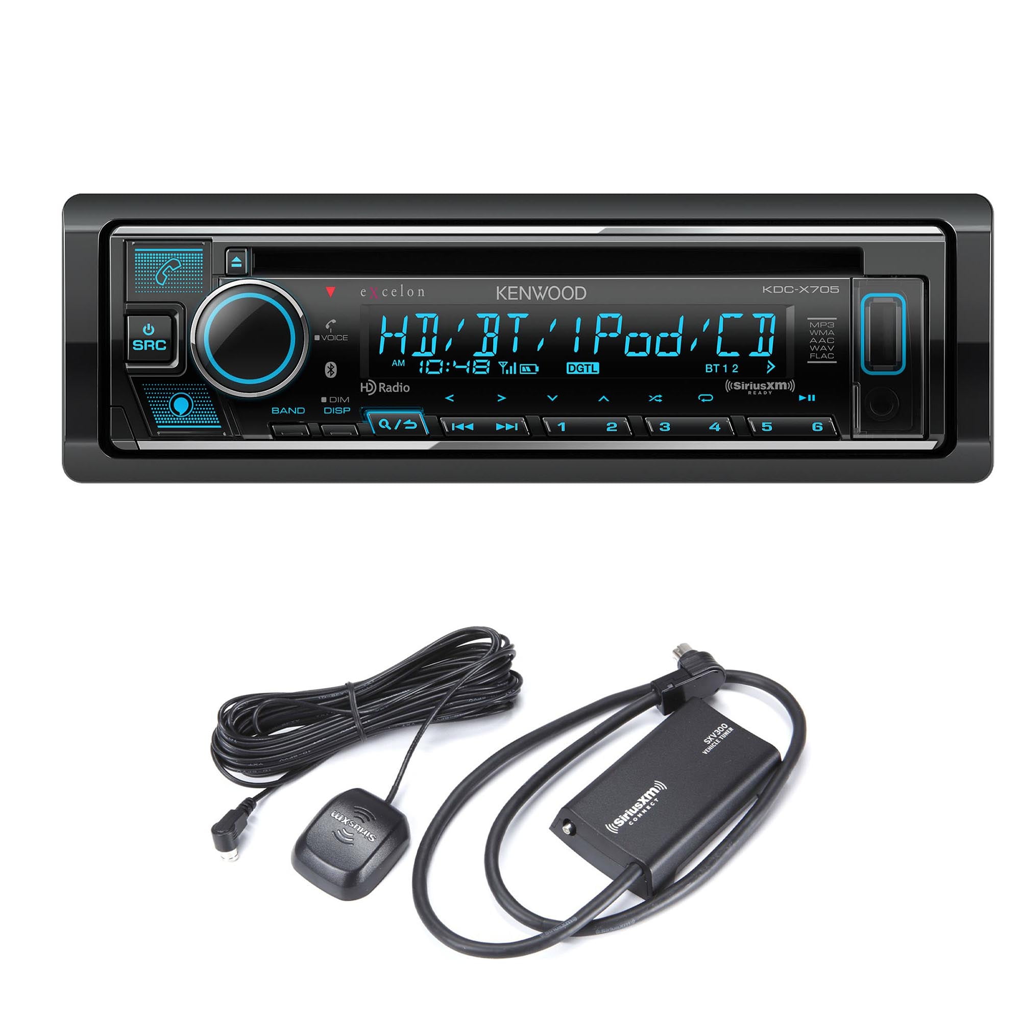 Kenwood eXcelon KDC-X705 Bluetooth HD radio Dual rear USB single