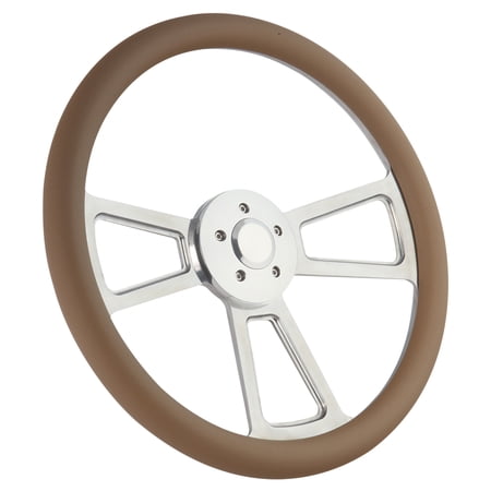 Kenworth - April 1997 - March 2001 18" Polished Billet & Half Wrap Steering Wheel Big Rig Truck - Tan - THP5