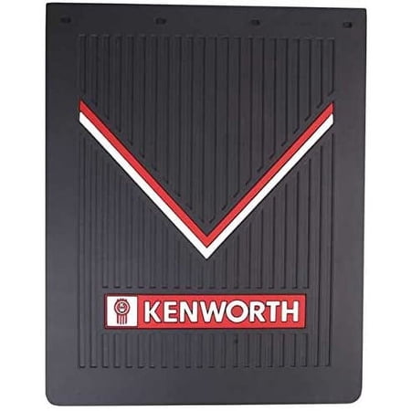 Kenworth OEM Black Rubber Mud Flap (1) with Red & White Logo - 30" x 24" - Single Flap