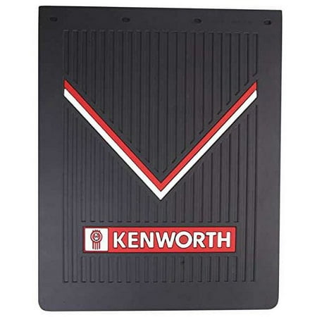 Kenworth OEM Black Rubber Mud Flaps with Red & White Logo - 30" x 24" - Pair