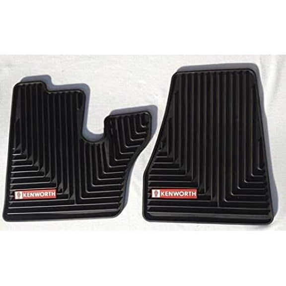 Kenworth OEM Floor Mats for T440 470 600 660 800 W900 - Black Rubber w/Red Logo Fits 2006-2021 (See Years Below)