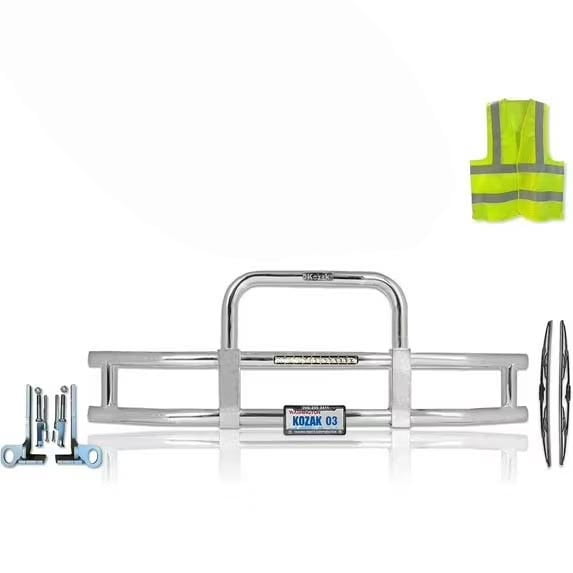 Compatible with T660 Front Grille Deer Bumper Guard Chrome with Built in 16'' LED Bar (Kozak)