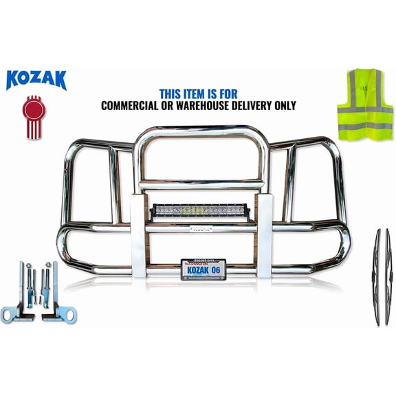 Compatible with T660 Front Grille Deer Guard Bumper - Chrome (Kozak)
