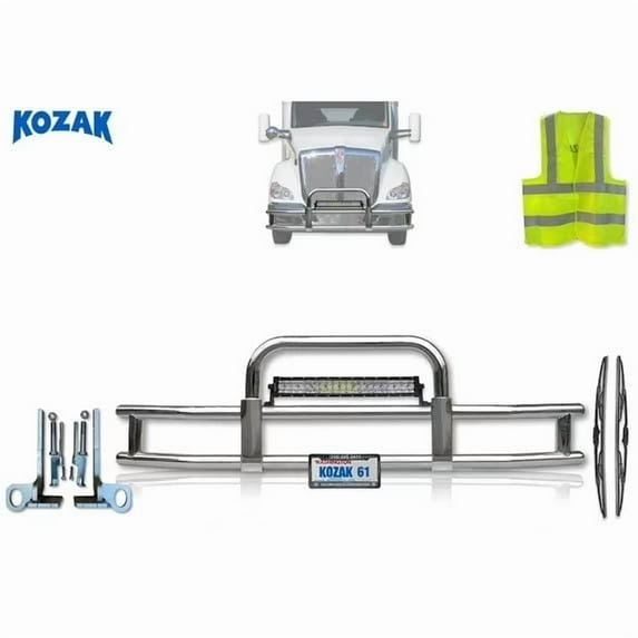 Compatible with T680 2011-2020 Bumper Grille Deer Moose Guard - Chrome (Kozak)