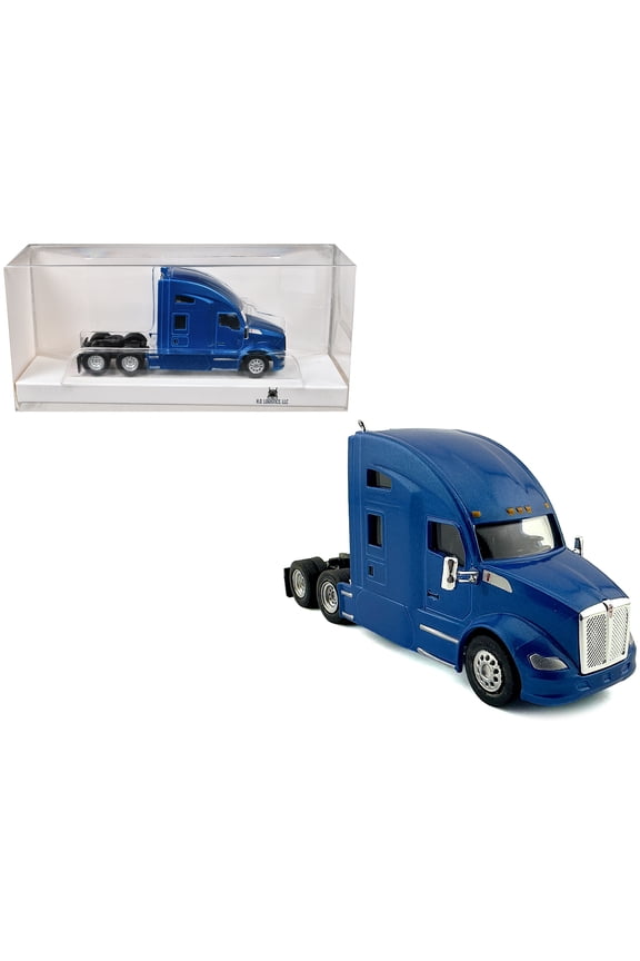 Kenworth T680 Sleeper Cab Blue Metallic 1/87 (HO) Plastic Model Car by HO Logistics