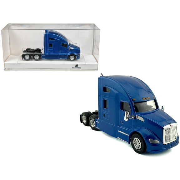 Kenworth T680 Sleeper Cab Blue Metallic 1/87 (HO) Scale Plastic Model Car by HO Logistics