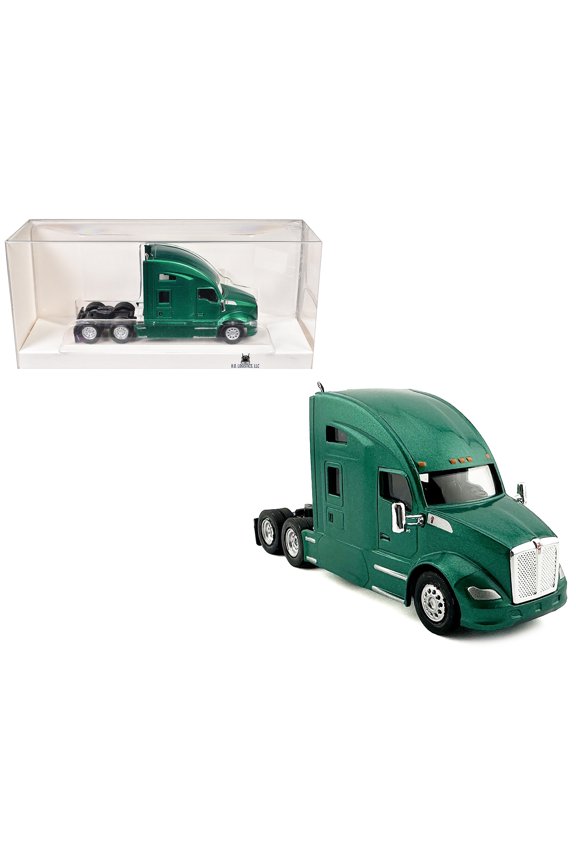 Kenworth T680 Sleeper Cab Green Metallic 1/87 (HO) Scale Plastic Model Car by HO Logistics