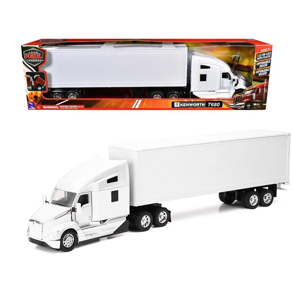 Kenworth T680 Truck White with Dry Van Trailer White "Long Haul Trucker" Series 1/32 Die Cast Model by New Ray