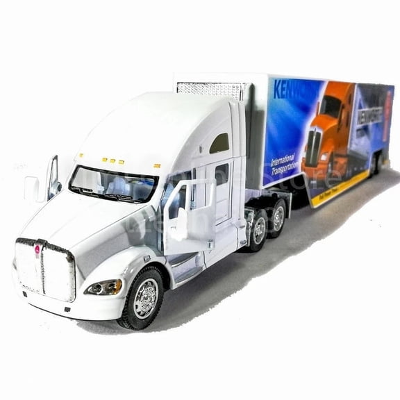 Kenworth T700 Container Truck, 1:68 Scale, Die Cast Model Pull Action White
