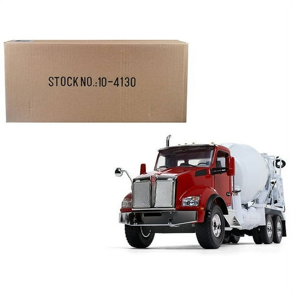Kenworth T880 with McNeilus Standard Mixer Red Cab/ White Body 1/34 Diecast Model by First Gear