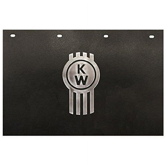 Kenworth Trucks 24" x 15" Black & Silver "KW" Logo Poly Semi Truck Mud Flaps-Pair