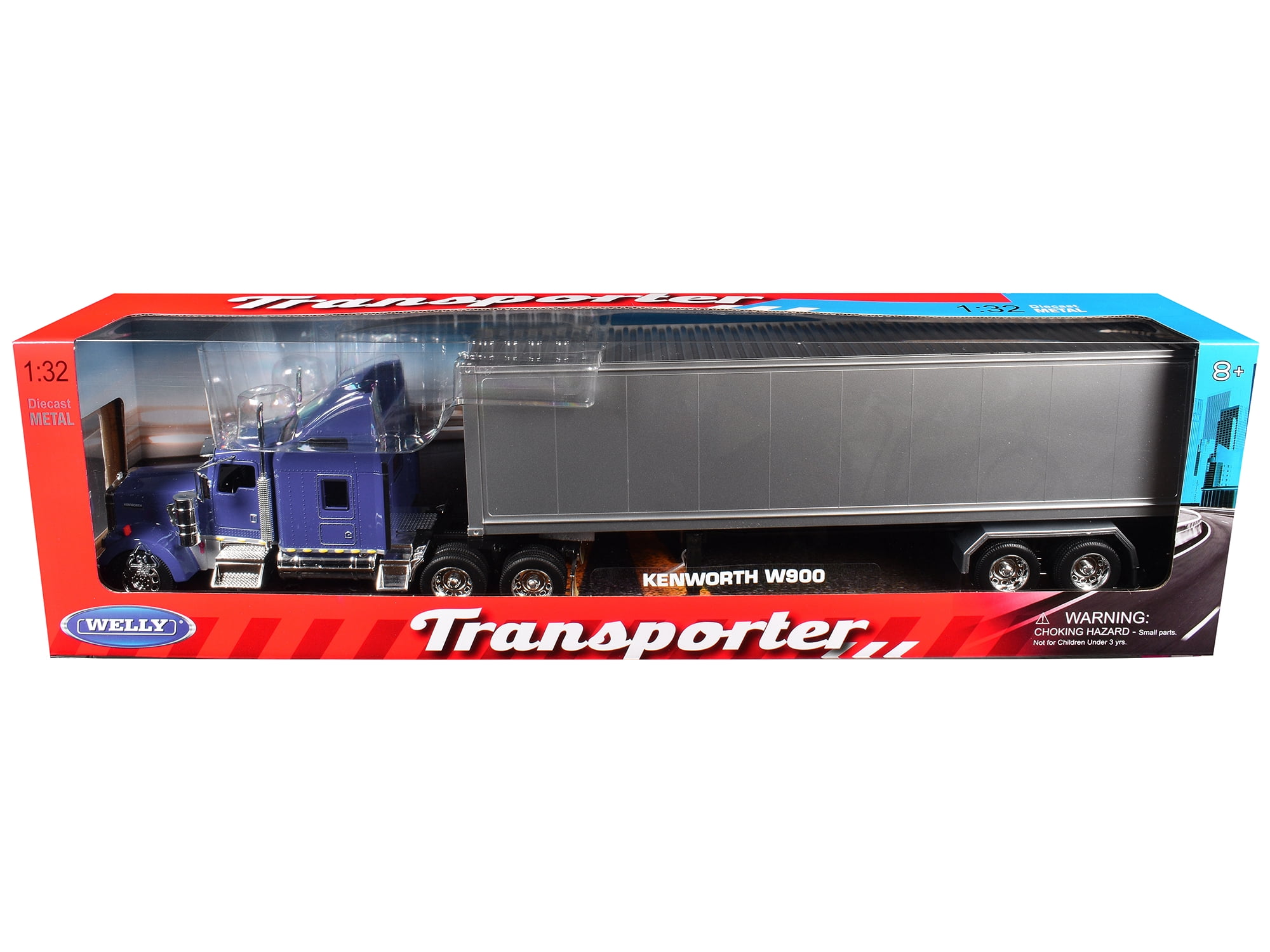 Kenworth W900 Truck Blue with Gray Container 1/32 Diecast Model by