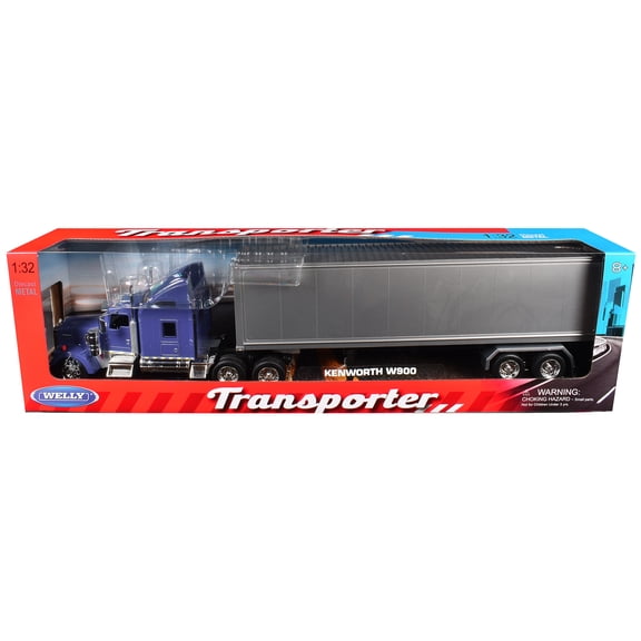 Kenworth W900 Truck Blue with Gray Container 1/32 Diecast Model by Welly